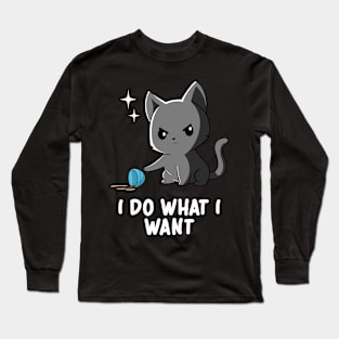 I Do What I Want Cute Kawaii Cat Long Sleeve T-Shirt